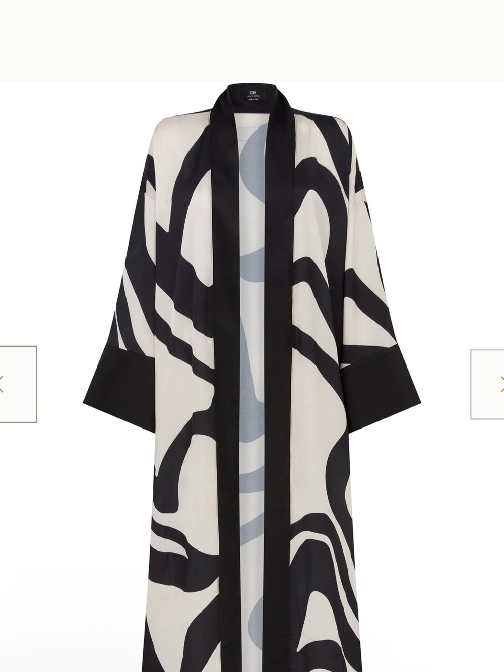 Ada & Edith Black & Cream Long Printed Robe Kimono - Picture 3 of 9